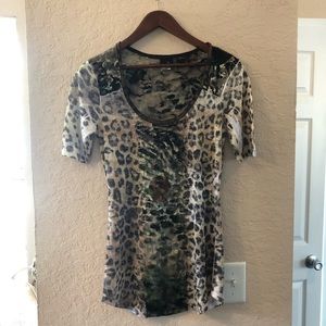 Buckle Animal print and lace top